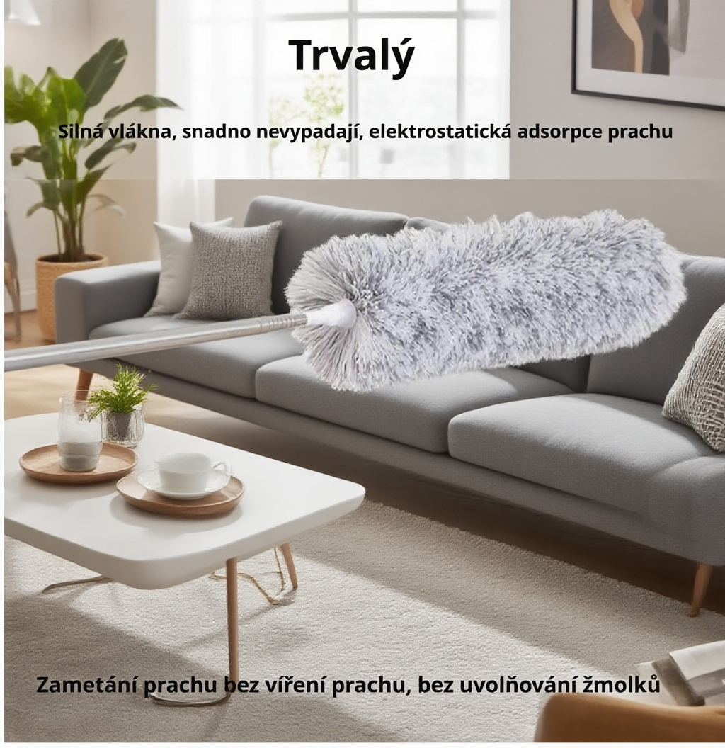 Teleskopický prachovka z kuřecího peří, domácí čisticí nástroj