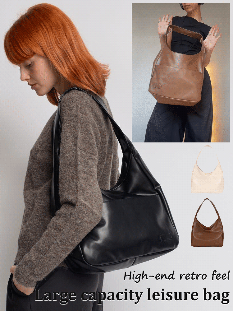 【Versatile Daily Large-Capacity】Soft Leather Bucket Bag Commuter Tote Bag