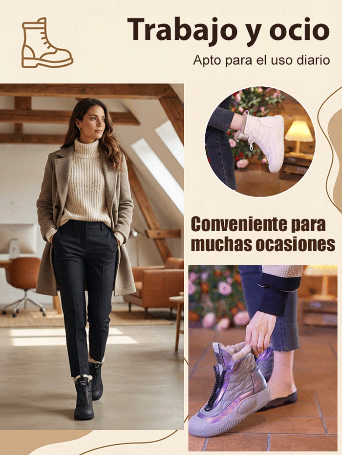 【Forro de puro cachemir】Zapatos casuales de mujer de caña alta en piel suave hechos a mano.