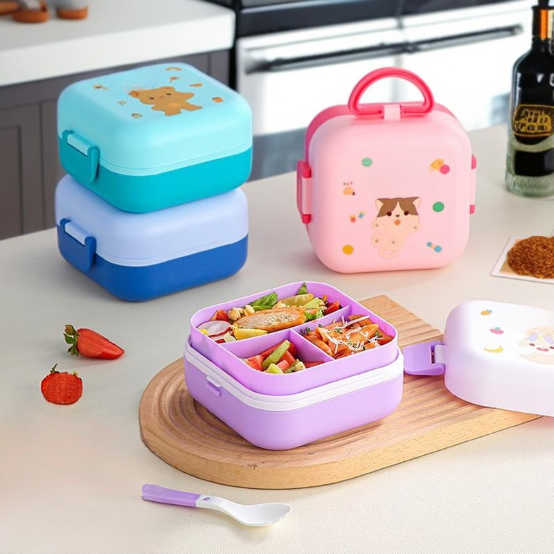 雙層分格附餐具便當盒