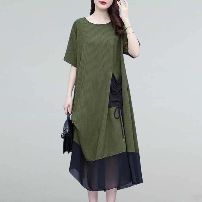 크로스오버 2023 빅사이즈 여장 스커트 여름 신상 미니멀한 디자인감의 서양식 배덮개 원피스 여무역