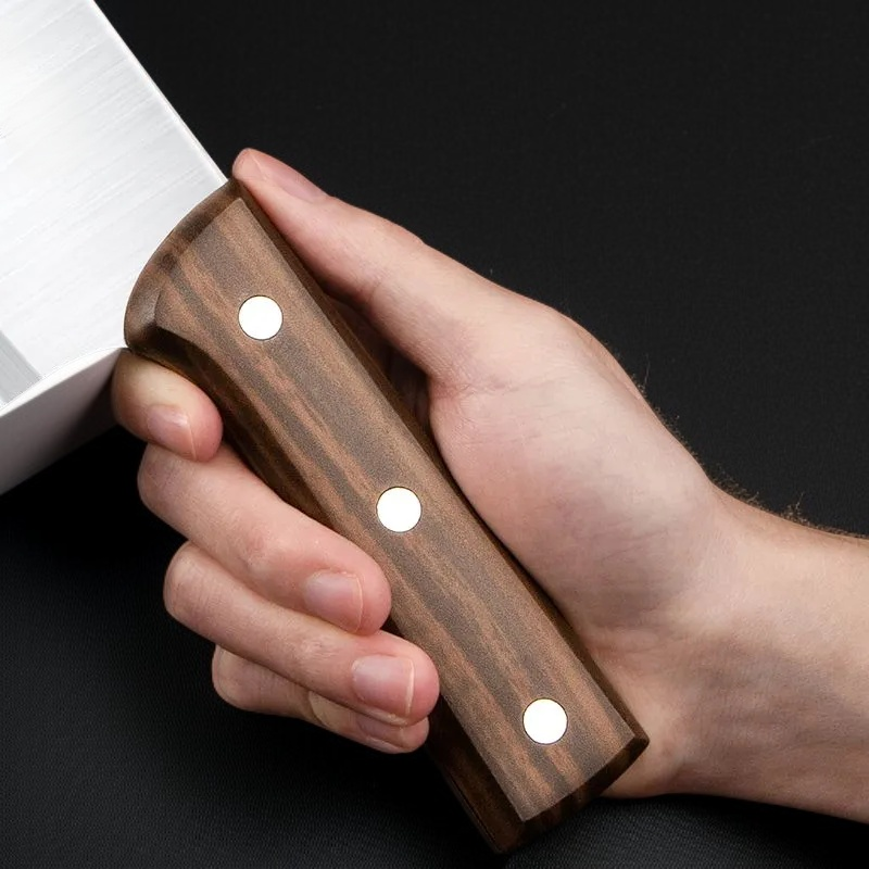 มีดทำครัวลายไม้สีเหลืองโบราณ