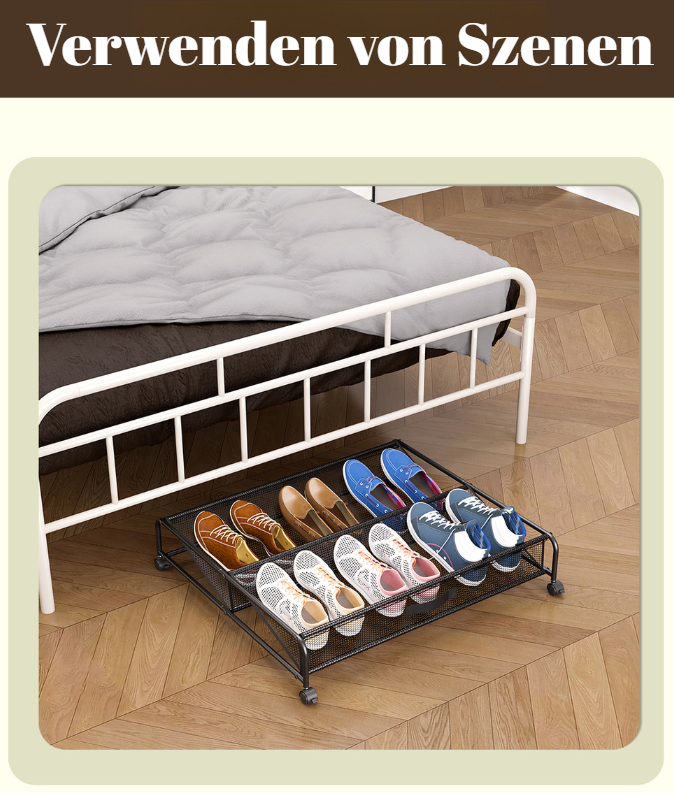 Schuhregal mit Rollen für schnellen Zugriff auf Schuhe