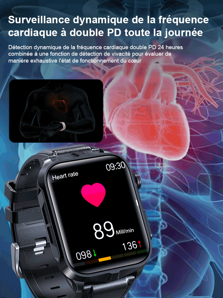 Montre intelligente de surveillance non invasive de la glycémie, de l'ECG et de la pression artériel