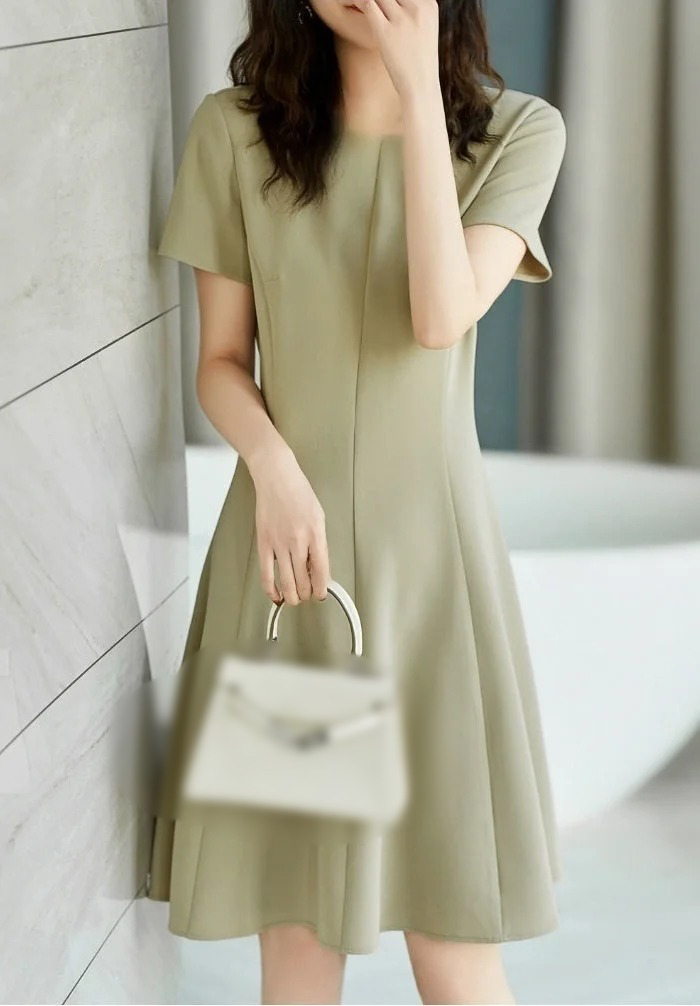 여성용 하이웨이스트 쉬폰 스커트 착용샷