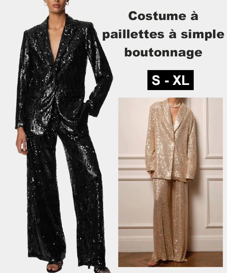 Costume à sequins avec boutonnière simple indispensable pour Noël