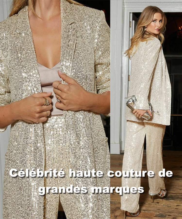 Costume à sequins avec boutonnière simple indispensable pour Noël