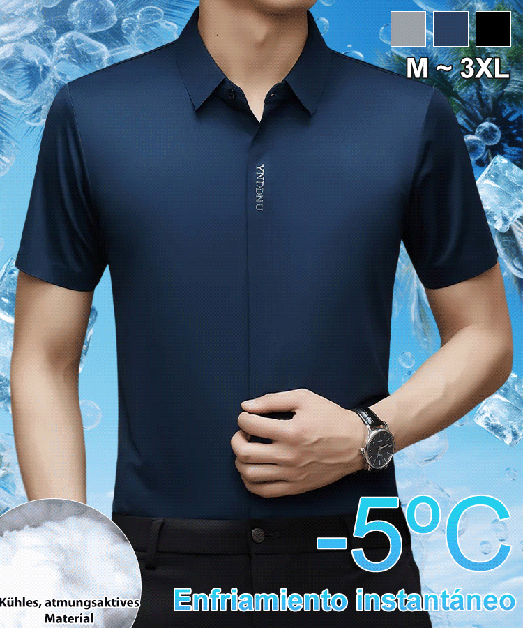 Camisa de manga corta de seda de hielo de alta calidad para hombres
