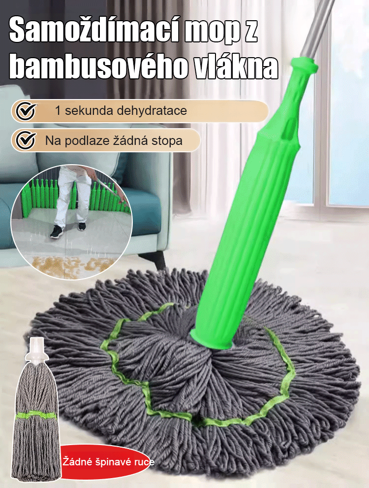  Bambusové vlákno samokroucený rotační mop