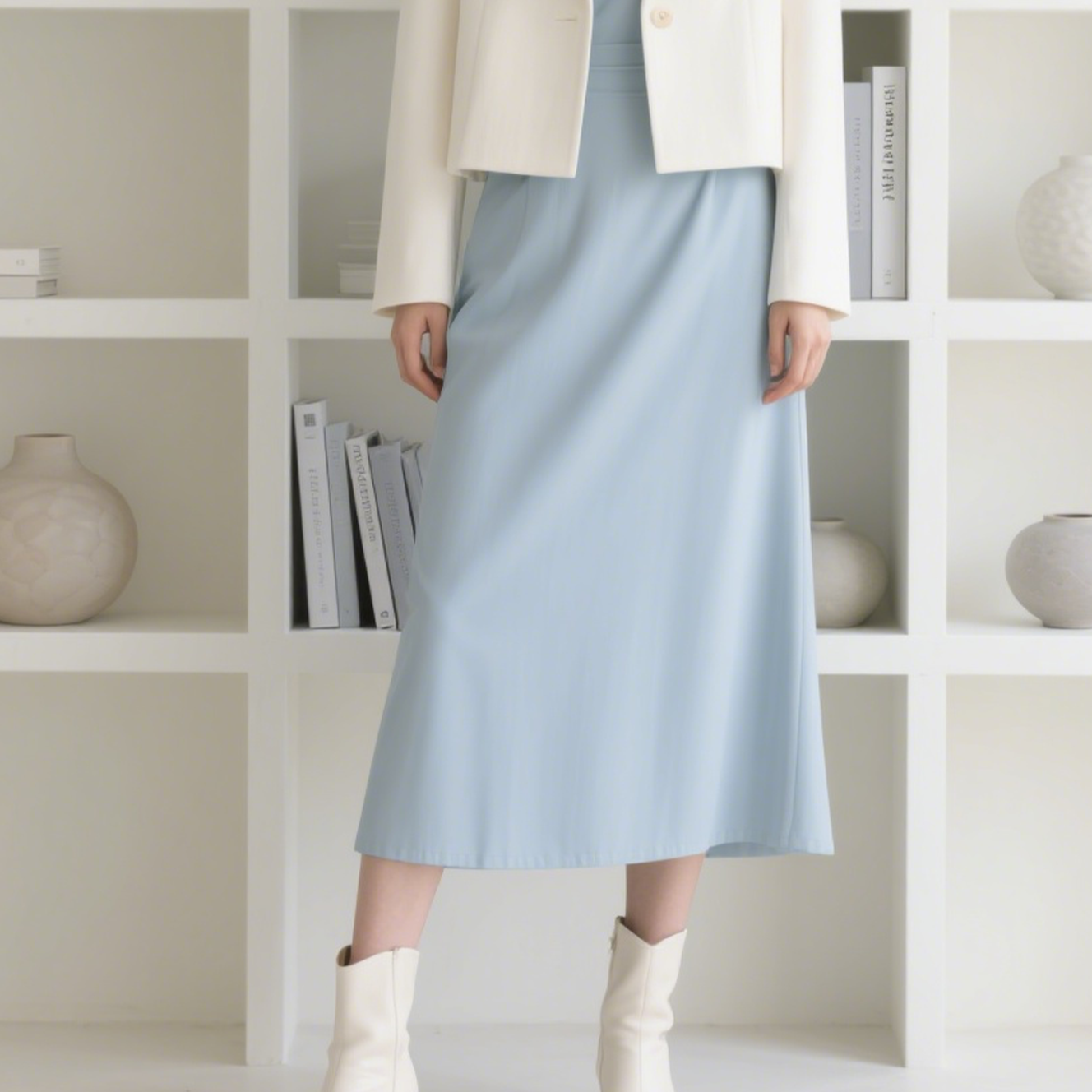 リゾートシルクブルースリップドレス