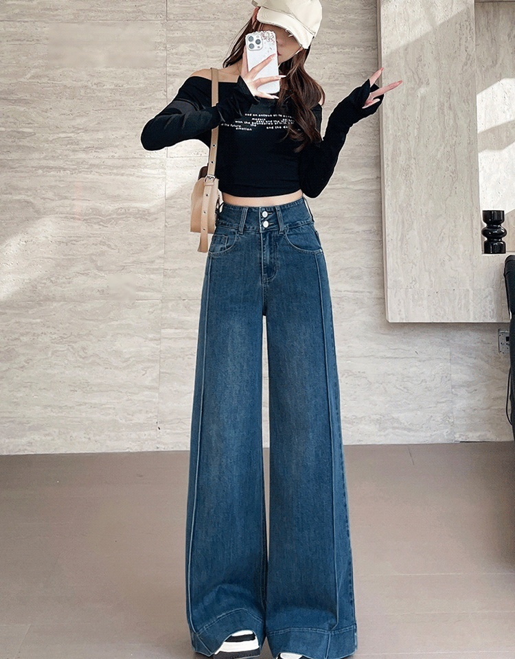 [키 커 보이고 날씬해 보이며 다리 길어 보임] 여성용 루즈핏 와이드 부츠컷 청바지