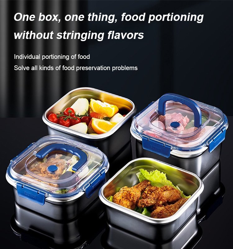 Thickened Stainless Steel Sealed Crisper Box with Handle