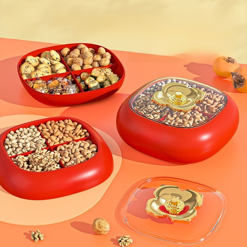 【新年擺飾】中國紅糖盒/雙層果盤/密封防潮堅果盤