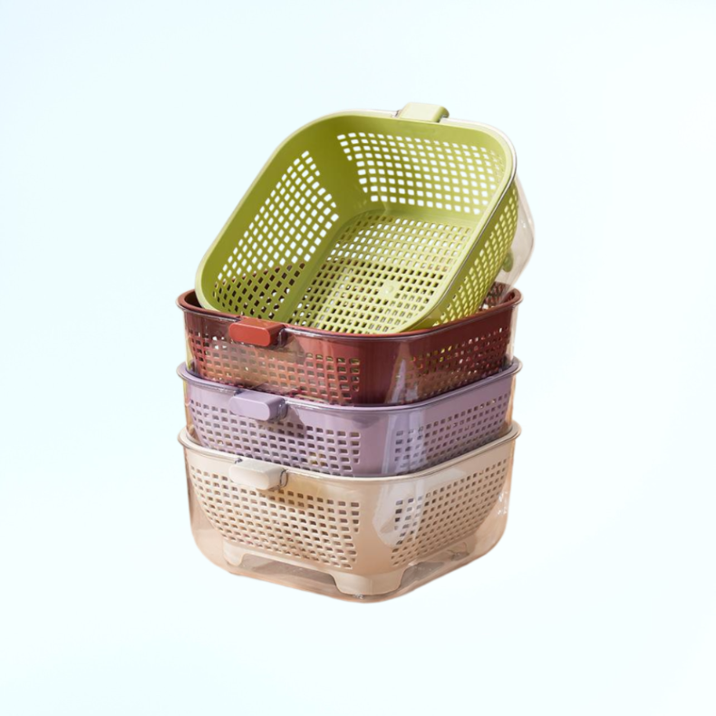주방용 이중 배수 채반 세척 바구니