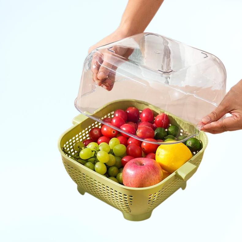 주방용 이중 배수 채반 세척 바구니