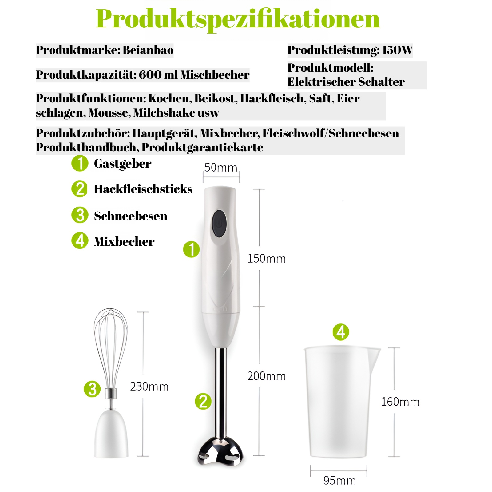 Kleine multifunktionale Küchenmaschine Fleischwolf Mixer Handküchenmaschine Babynahrungsmaschine