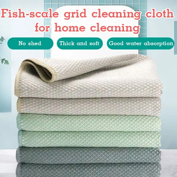 Fish-Scale Grid Absorbent Cleaning Cloth
