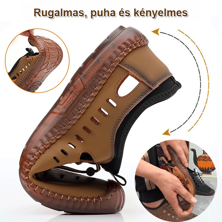 【手工打造】夏季凉鞋男牛筋底透气开车鞋