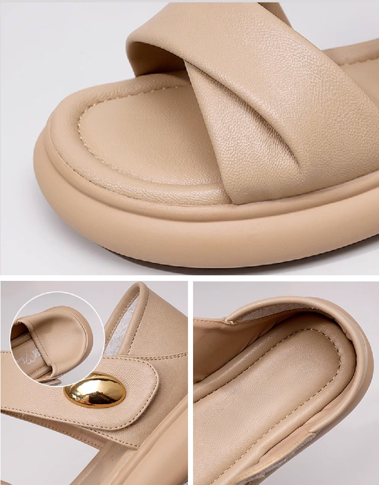 【하나의 신발, 두 가지 스타일】캐주얼 여성용 가죽 키높이 샌들