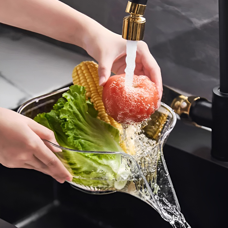 ตะกร้าระบายน้ำโปร่งใสความจุขนาดใหญ่