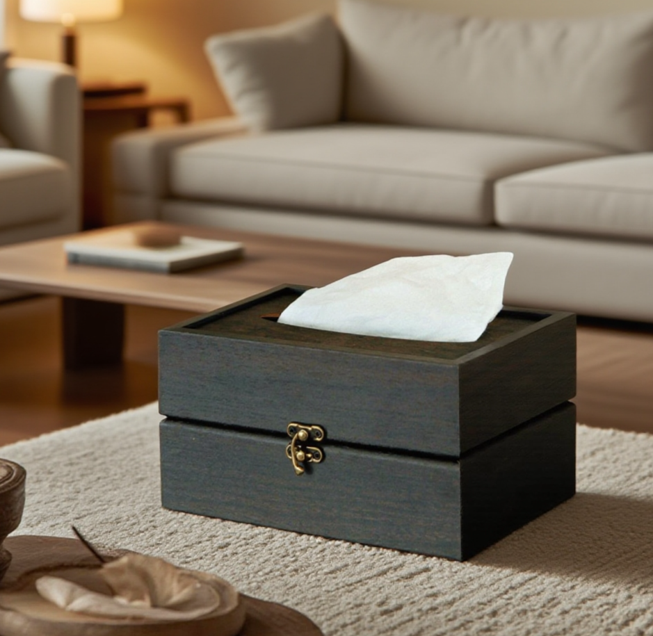 Nachhaltige Papierbox aus hochwertigem Holz