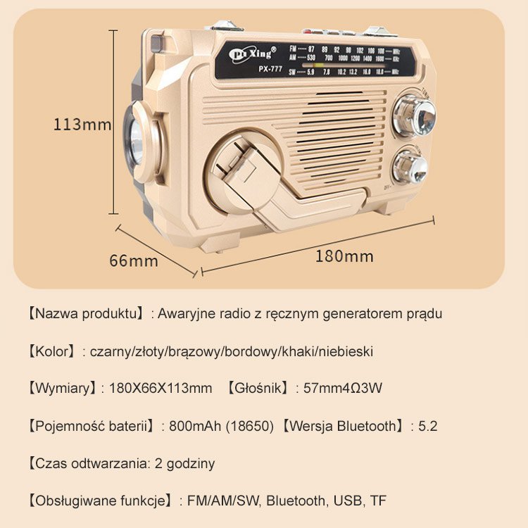 Ręczne radio z funkcją ładowania awaryjnego