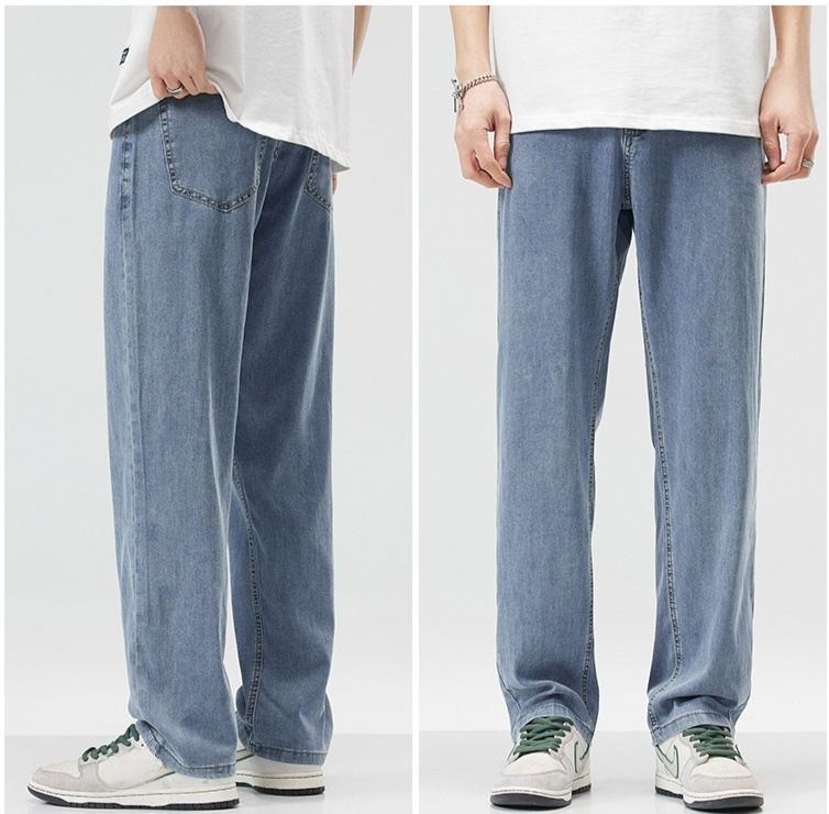 テンセル素材の涼感ストレートデニムパンツディテール