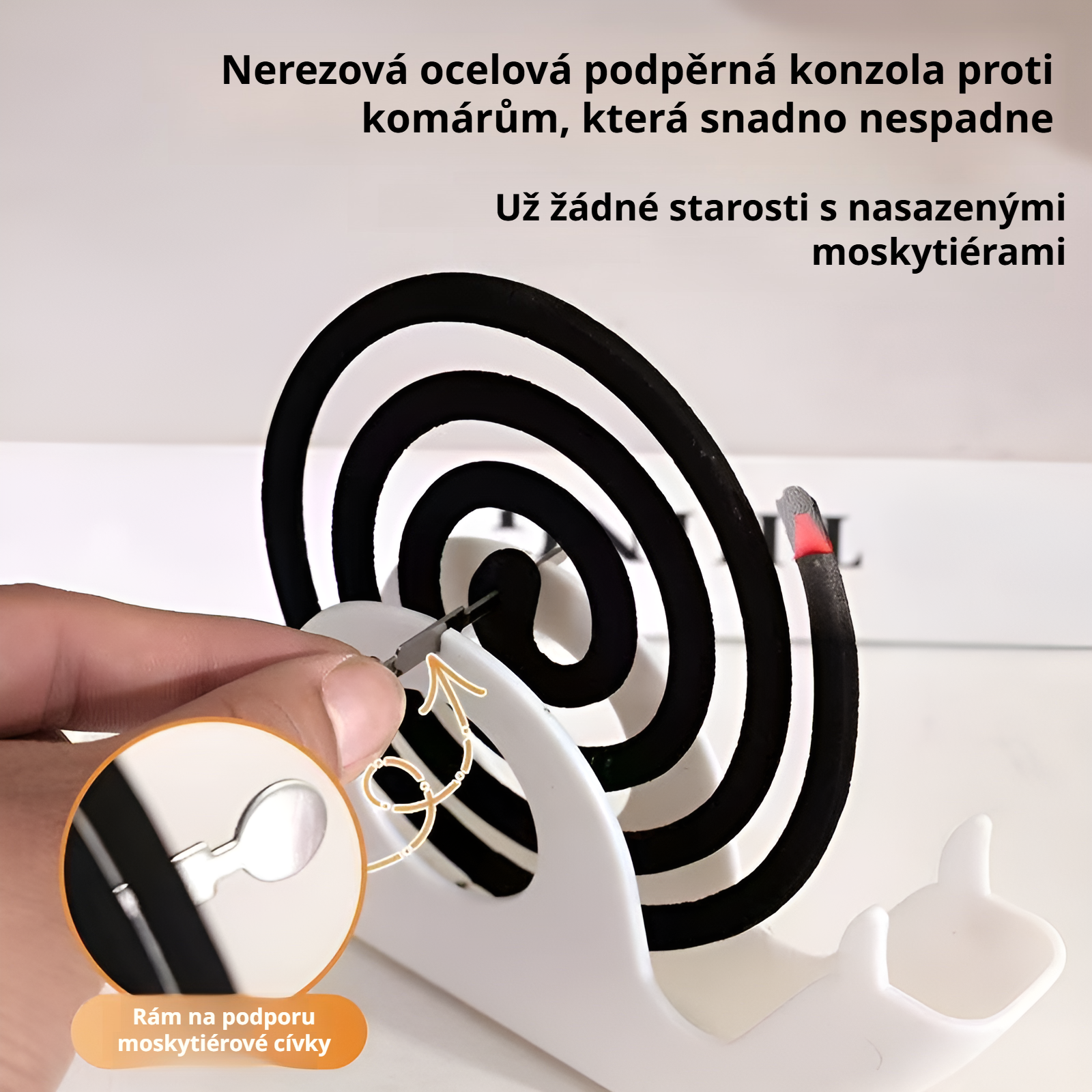 Držák na spirály proti komárům ve tvaru šneka, ohnivzdorná krabička na spirály
