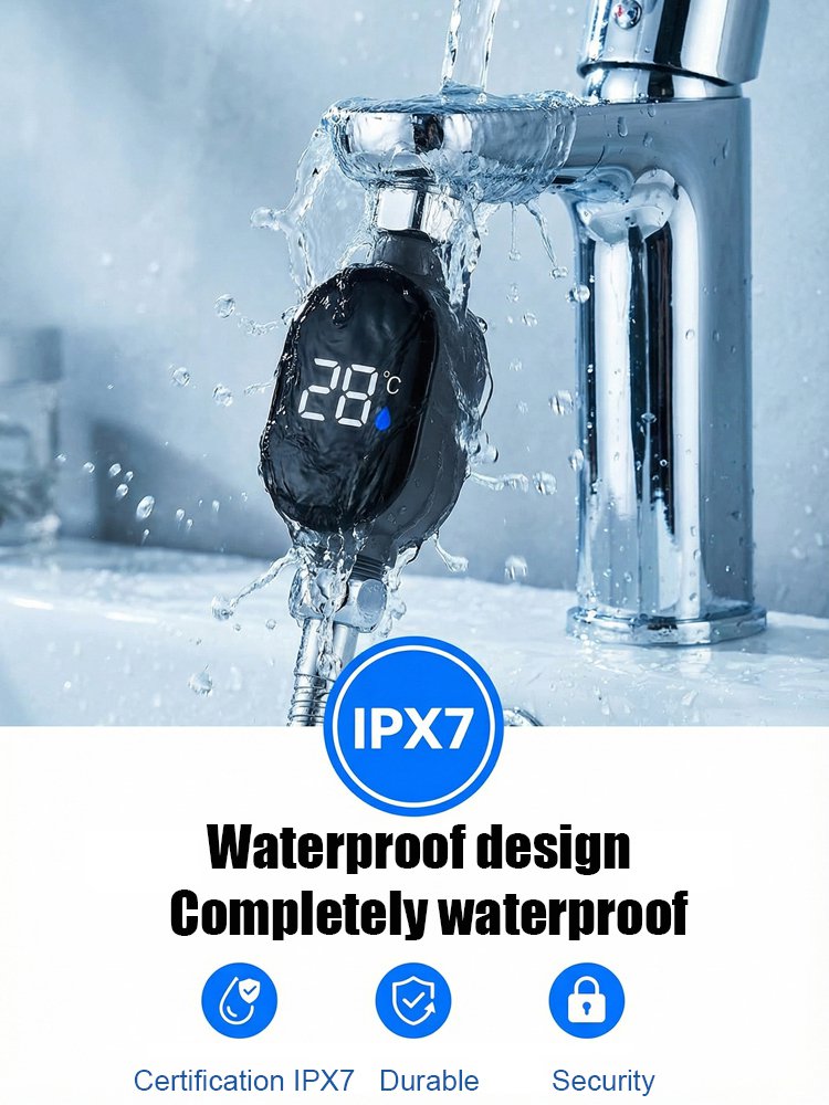 Smart Waterproof Shower Head Temperature Display