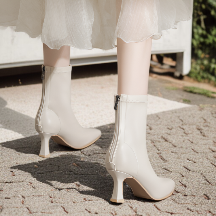 2025年秋冬新作女性用スティレットショートブーツ全体画像