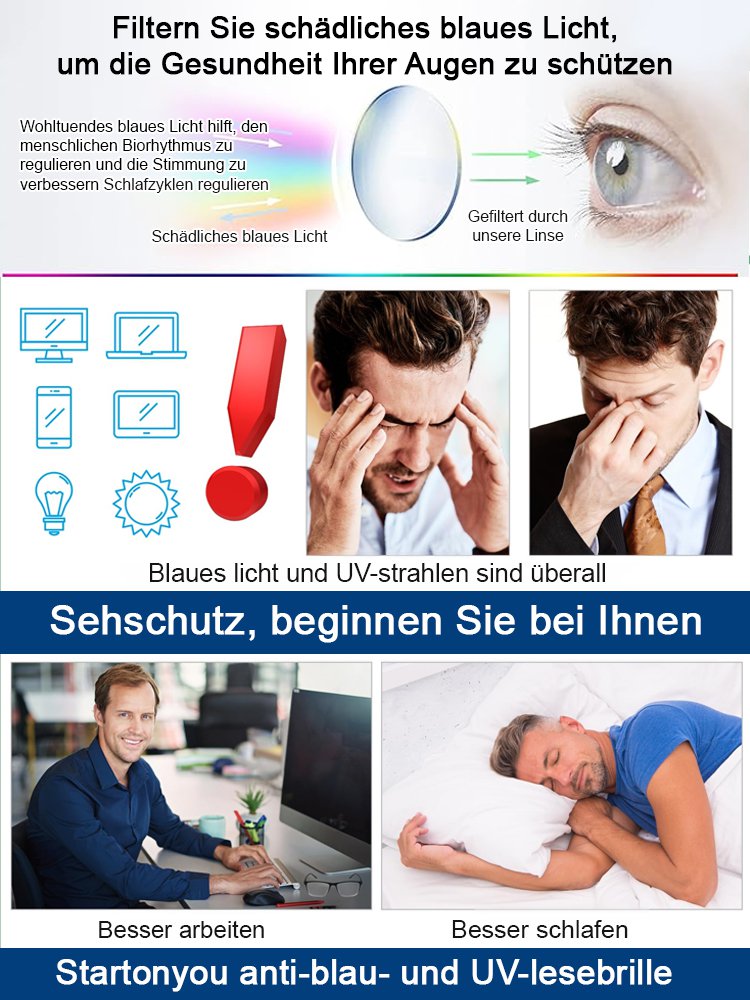Zoom-Fokus Blaulichtfilter Lesebrille