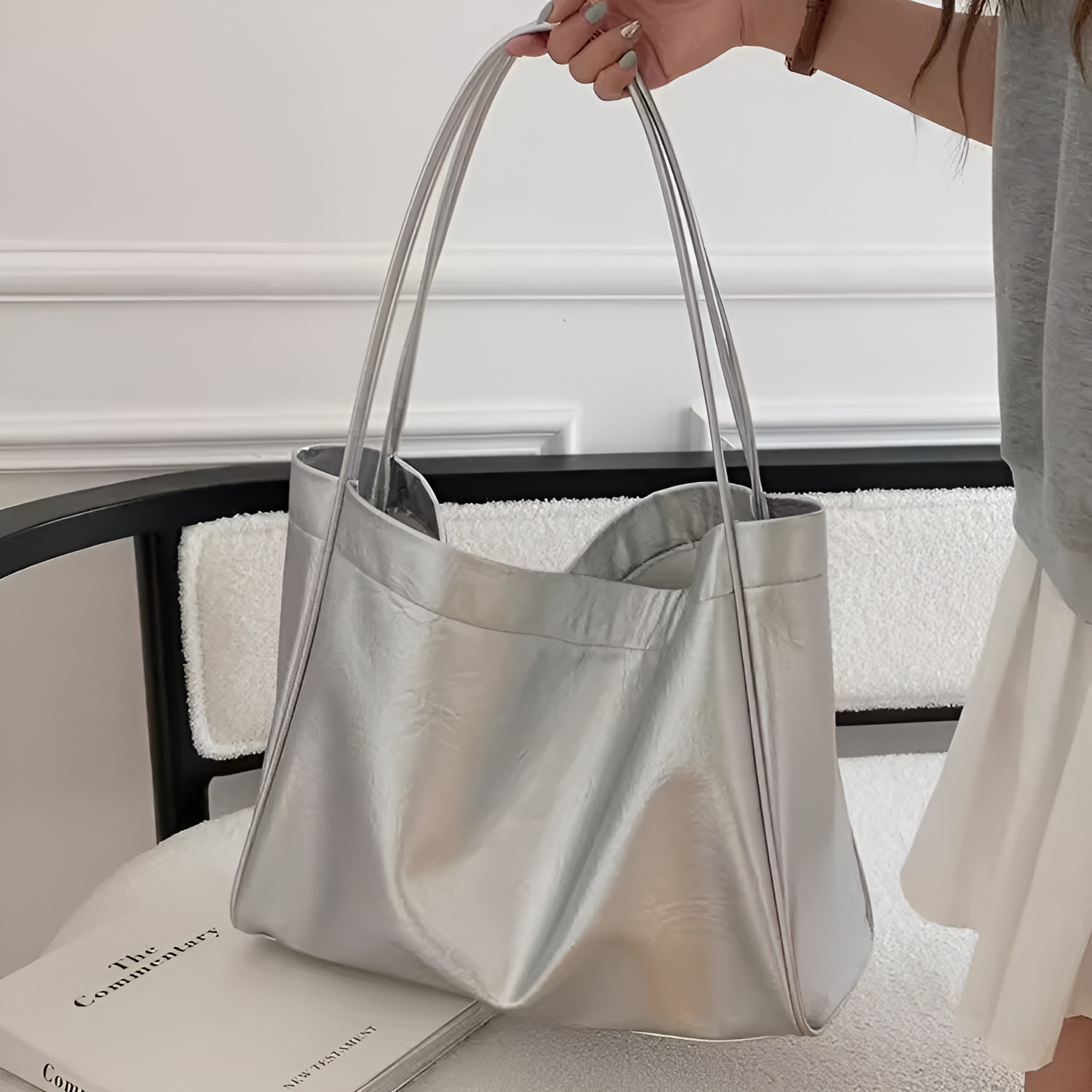 レトロ大容量ショルダーバッグ