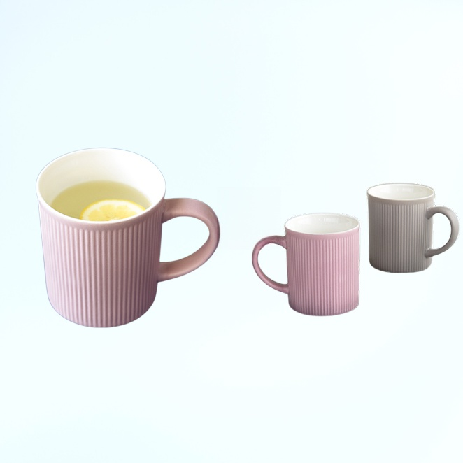 고가의 북유럽 스타일 세로줄 무늬 엠보싱 머그컵 (가정용)