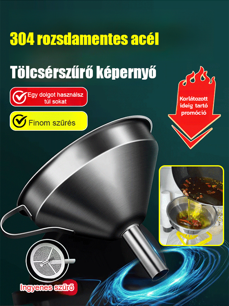 Rozsdamentes acél tölcsér szűrő háló