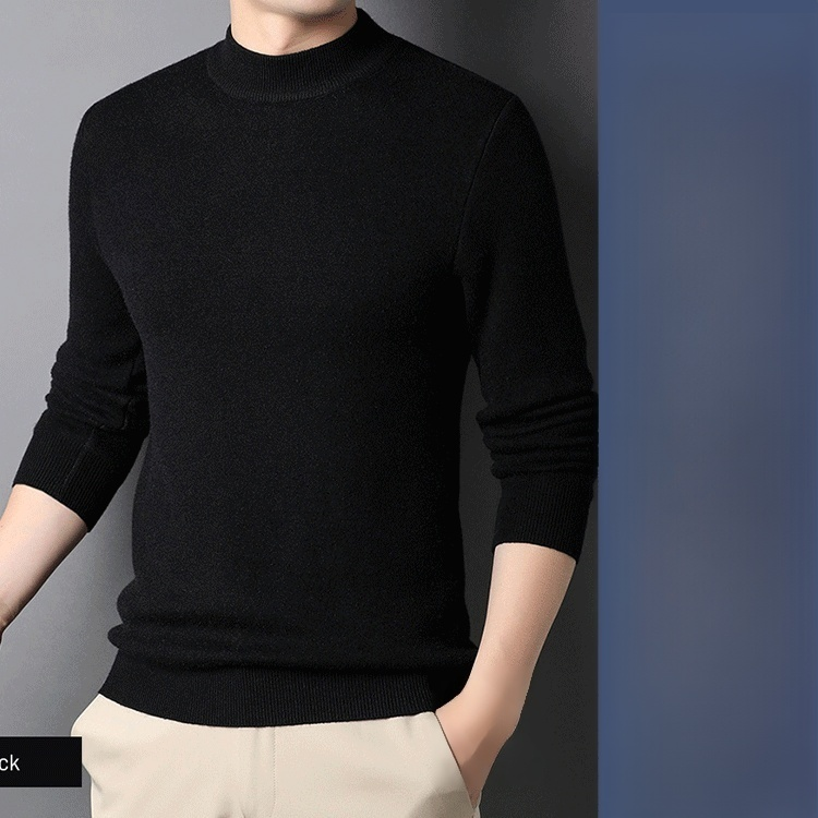 Men‘s Basic Half-High Neck Knitted Shirt