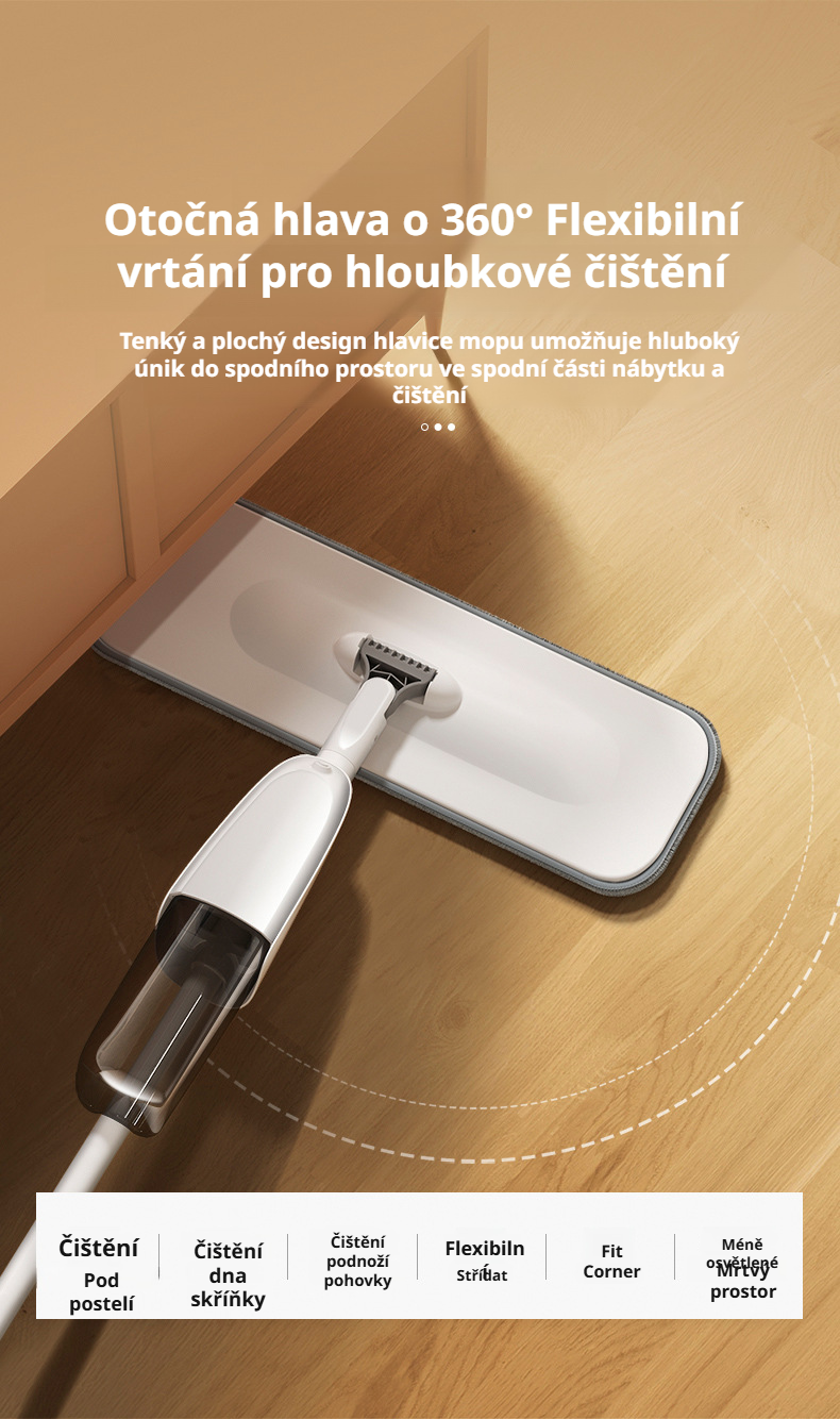 Mop na mokré a suché čištění různých typů podlah