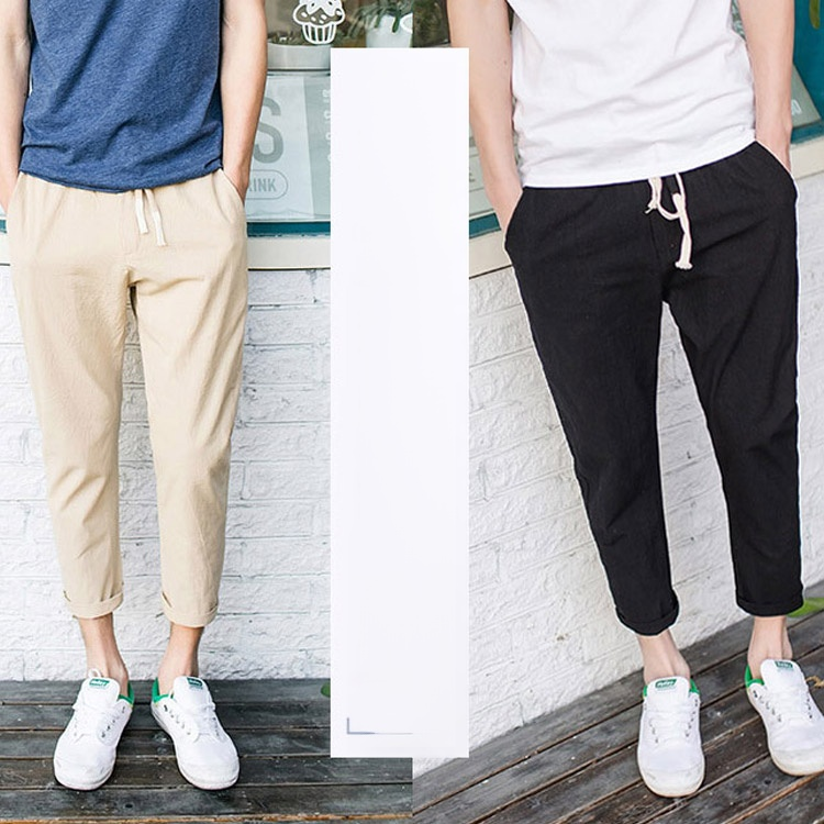 【男性綿麻素材パンツ】通気性 速乾性 履き心地満点 履きやすく、涼しく