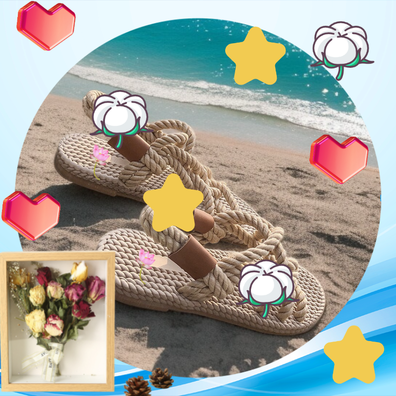 おしゃれなローマ編みフラットサンダル