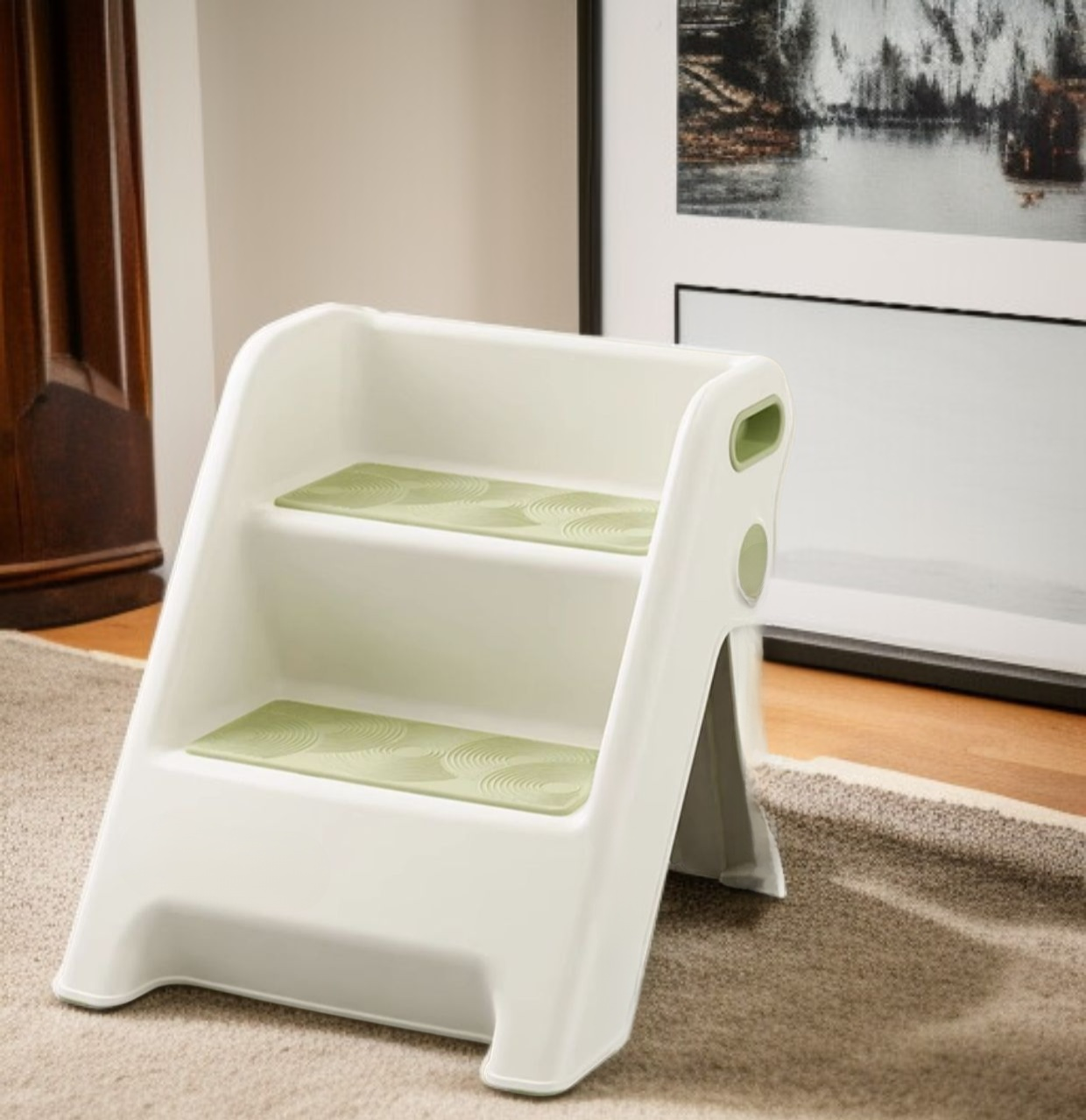 아기 세면대 미끄럼 방지 계단식 의자 전체 모습