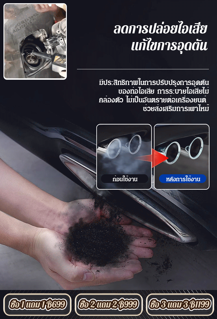 【ทำความสะอาดคราบเขม่า】น้ำยาล้างระบบเชื้อเพลิงแบบ 2 อิน 1 