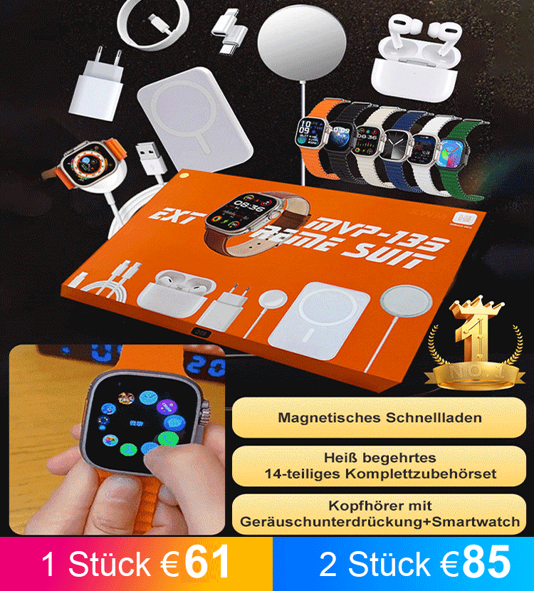 Smartwatch Bluetooth Kopfhörer magnetisches Ladegerät Mehrteiliger Satz