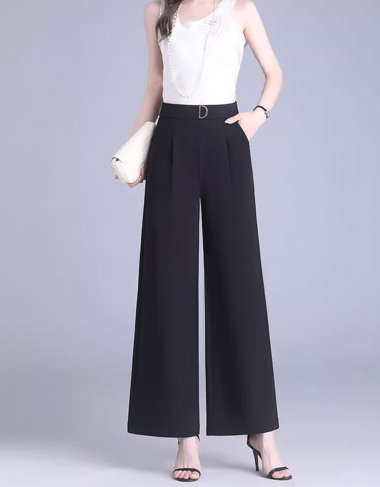 【九分/ロング】カジュアルなレディースハイウエストワイドパンツ