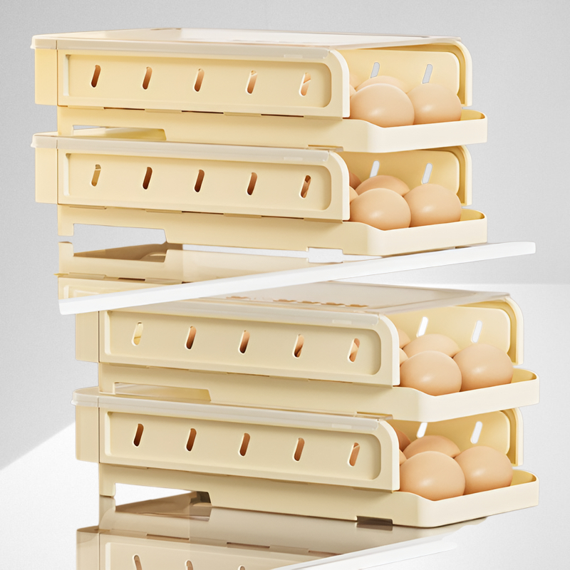 可調整滾動雞蛋收納盒冰箱側門雞蛋架廚房滑梯折疊式家用雞蛋盒