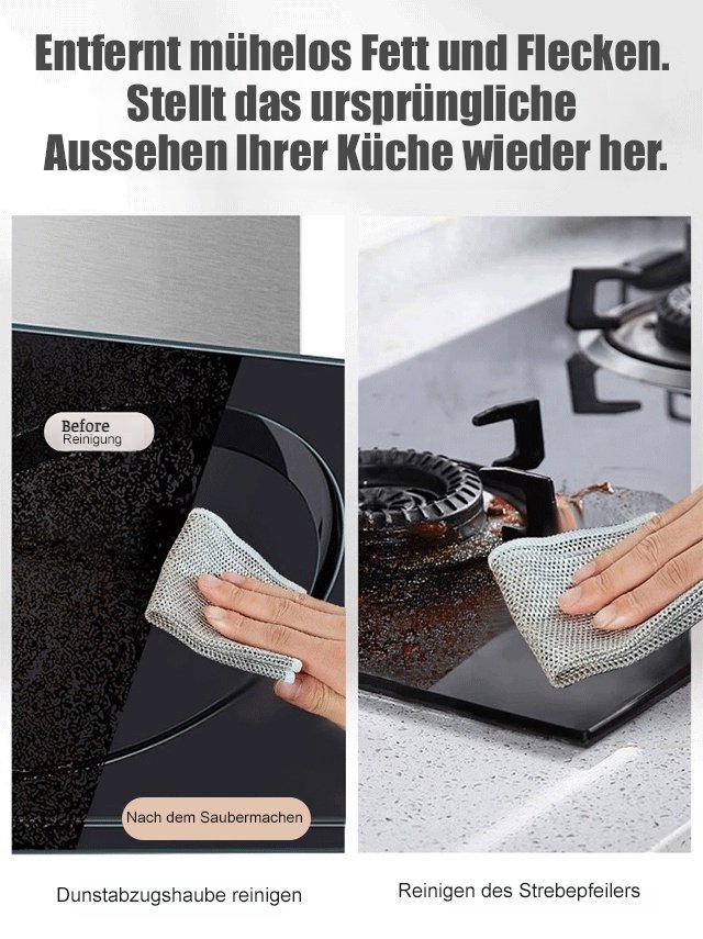 Doppelseitiges Stahldrahtgewebe sorgt für gründliche Sauberkeit