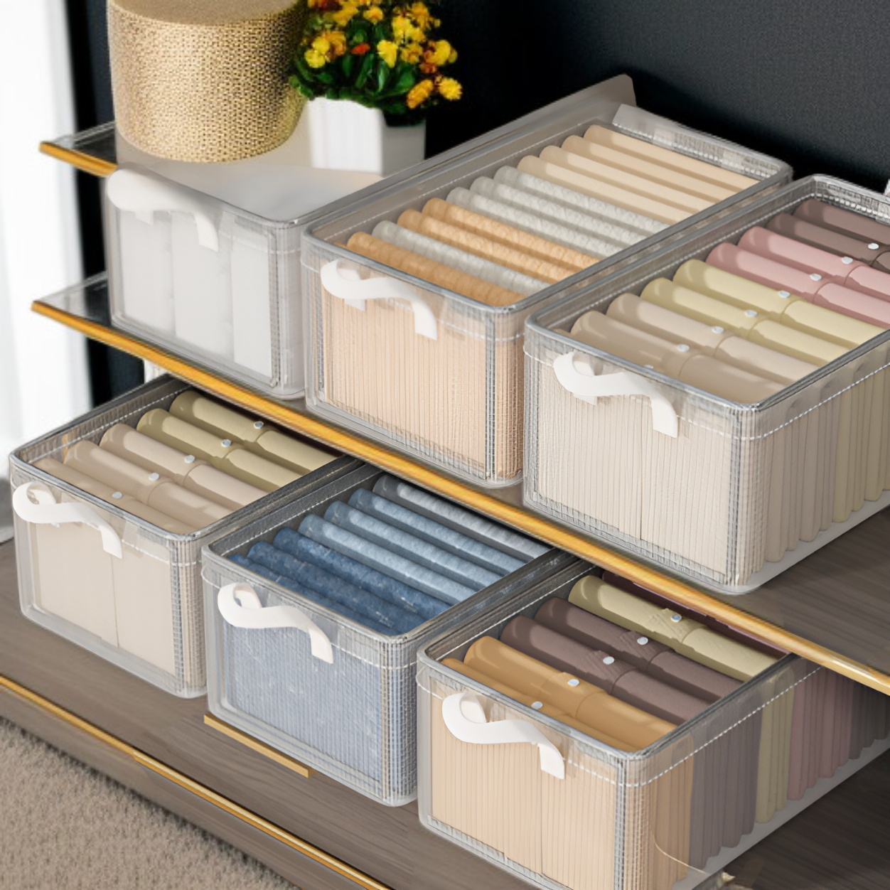 8個パック 衣類収納ボックス 家庭用衣類・パンツ収納ボックス ワードローブ 階層型収納 アーティファクト収納フレーム バスケット