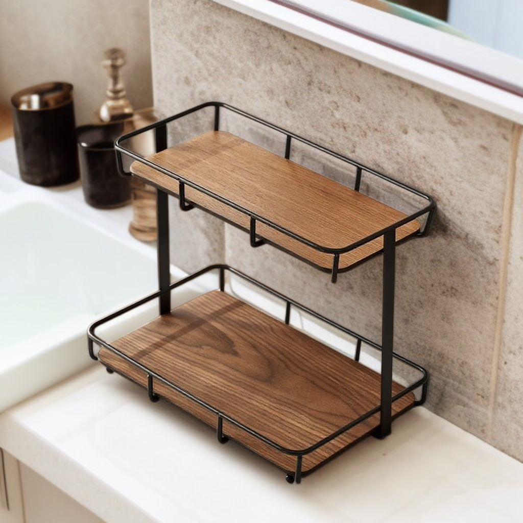 호두나무 화장실 테이블 거치대