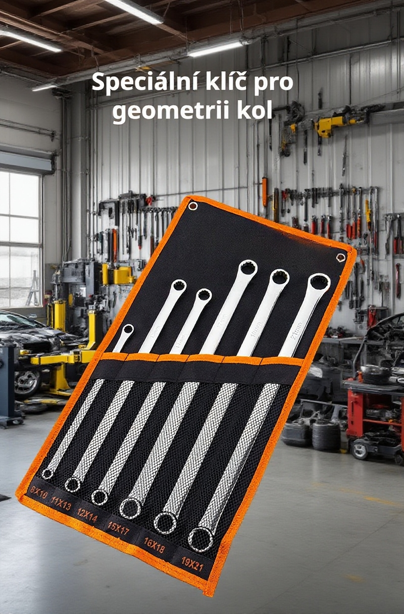 Prodloužený dvojitý klíč na auto s květinovým profilem detail