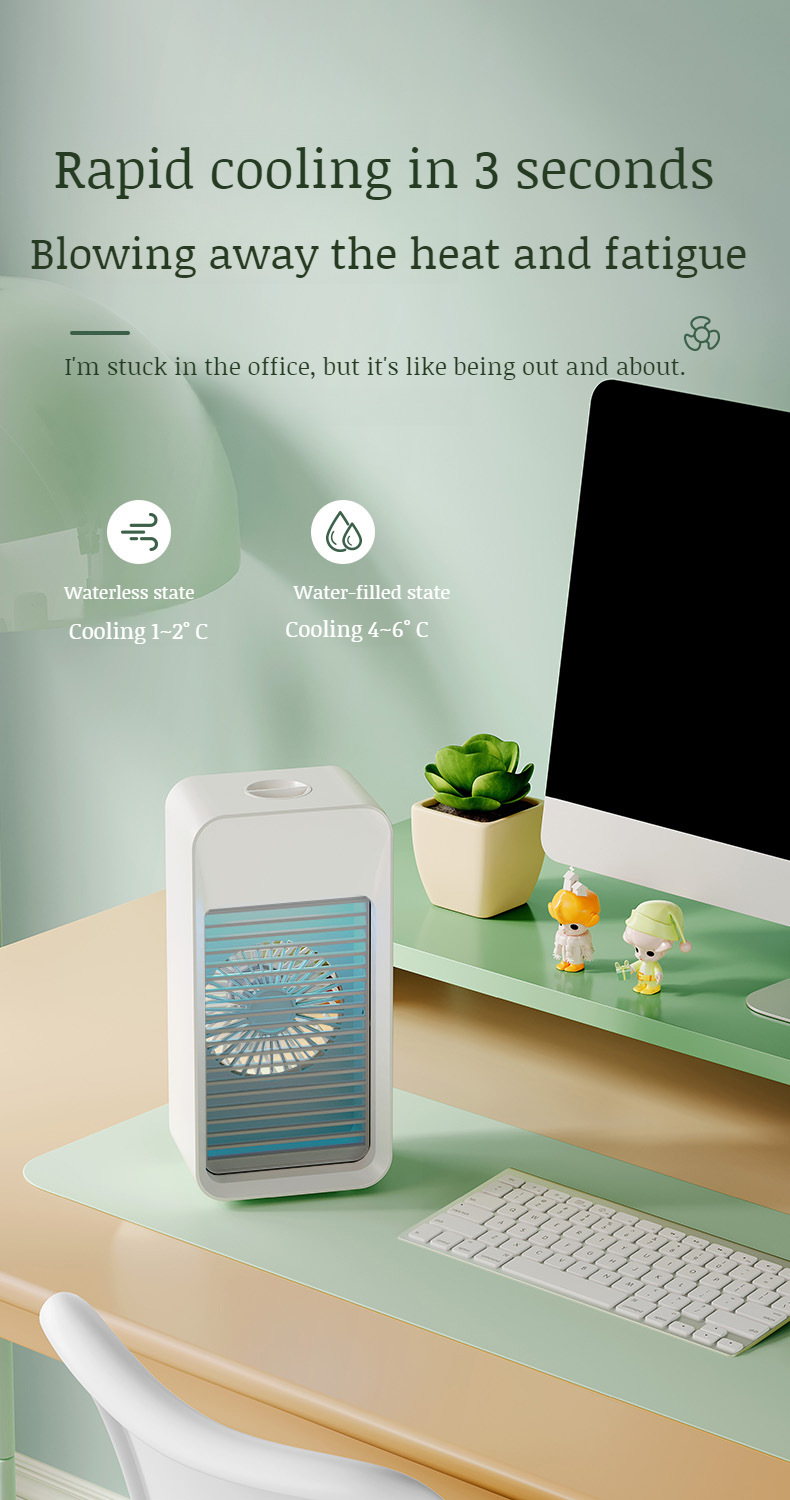 Compact air conditioning fan with water tank