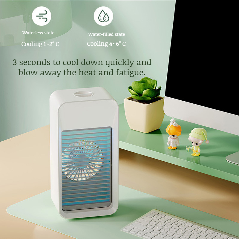 Home desktop air conditioning fan Cooler desktop mini mobile fan humidification spray cold fan