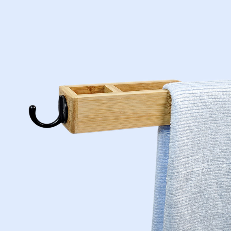 Bathroom storage rack punch-free bamboo towel rack